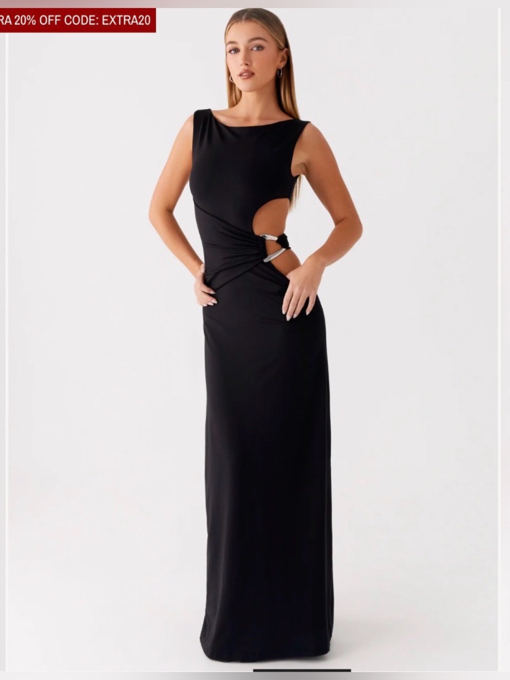 Peppermayo Jayana Black Cut Out Maxi Dress Size US 6 NWT